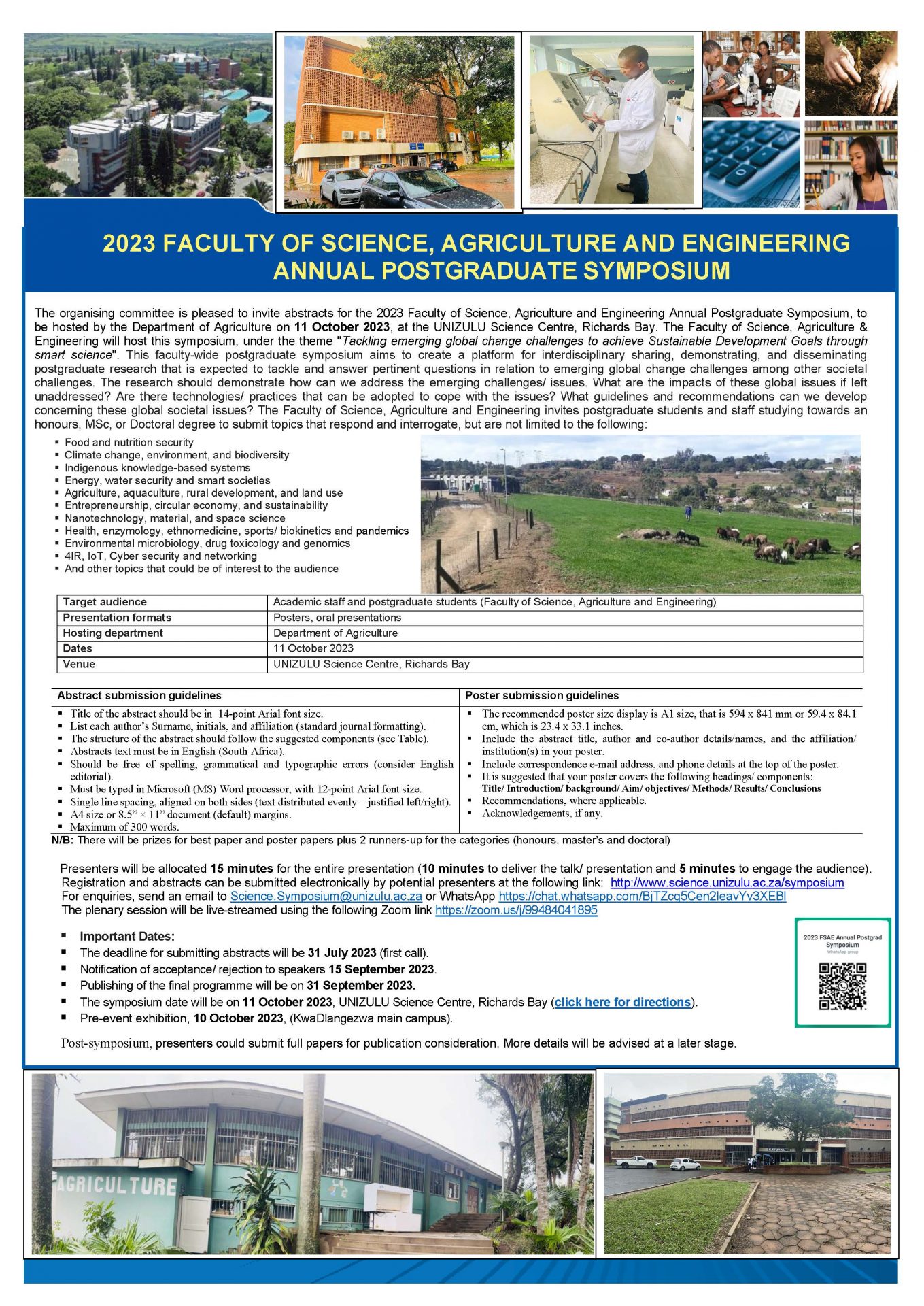 FACULTY OF SCIENCE AGRICULTURE AND ENGINEERING ANNUAL POSTGRADUATE SYMPOSIUM 2023